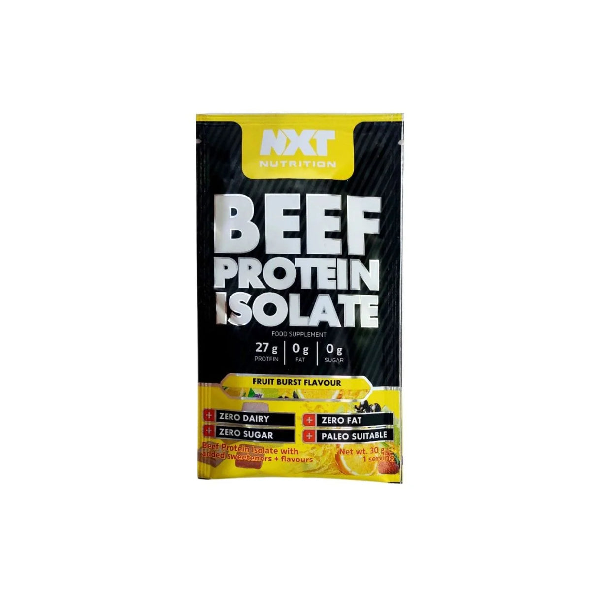 NXT Nutrition Beef Protein Isolate 30g sachet packaging