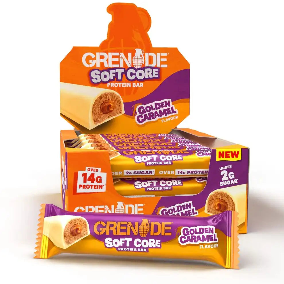 Grenade Soft Core Protein Bars Golden Caramel box of 12