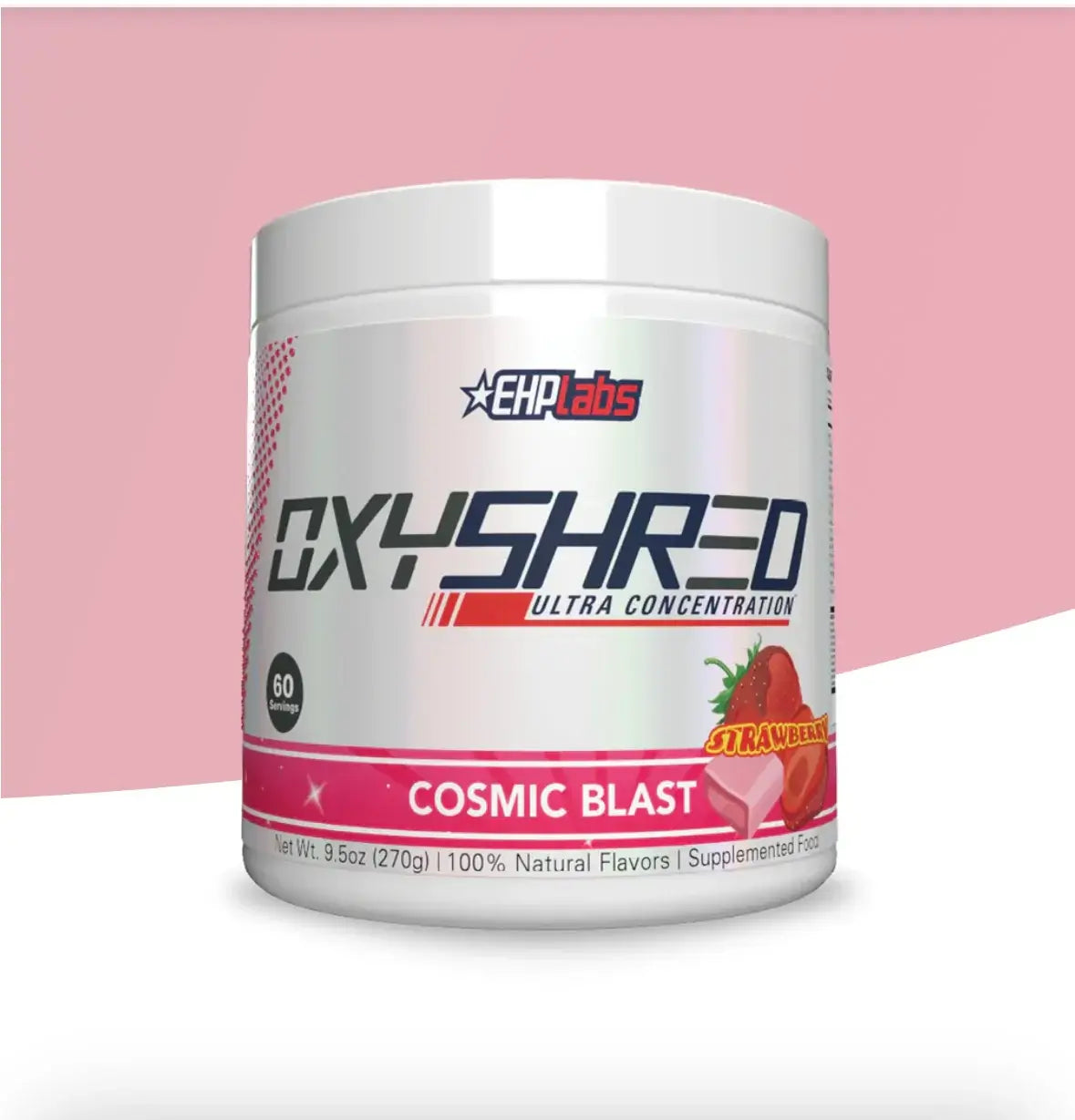 EHP Labs OxyShred Thermogenic Fat Burner in Cosmic Blast flavor, 60 servings, promoting fat loss and boosting metabolism.