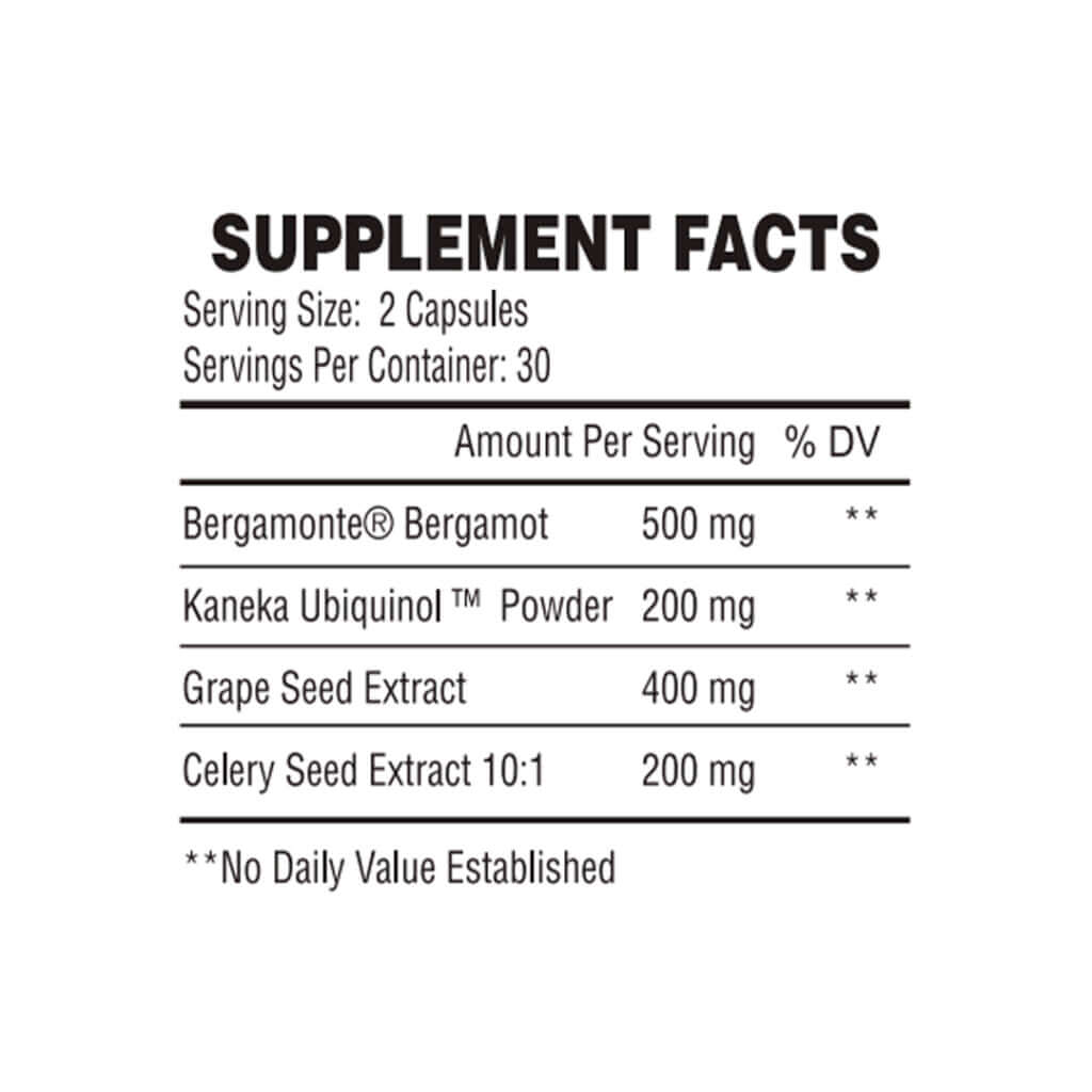 Supplement facts for Love-Heart heart and kidney health supplement featuring ingredients and serving size.