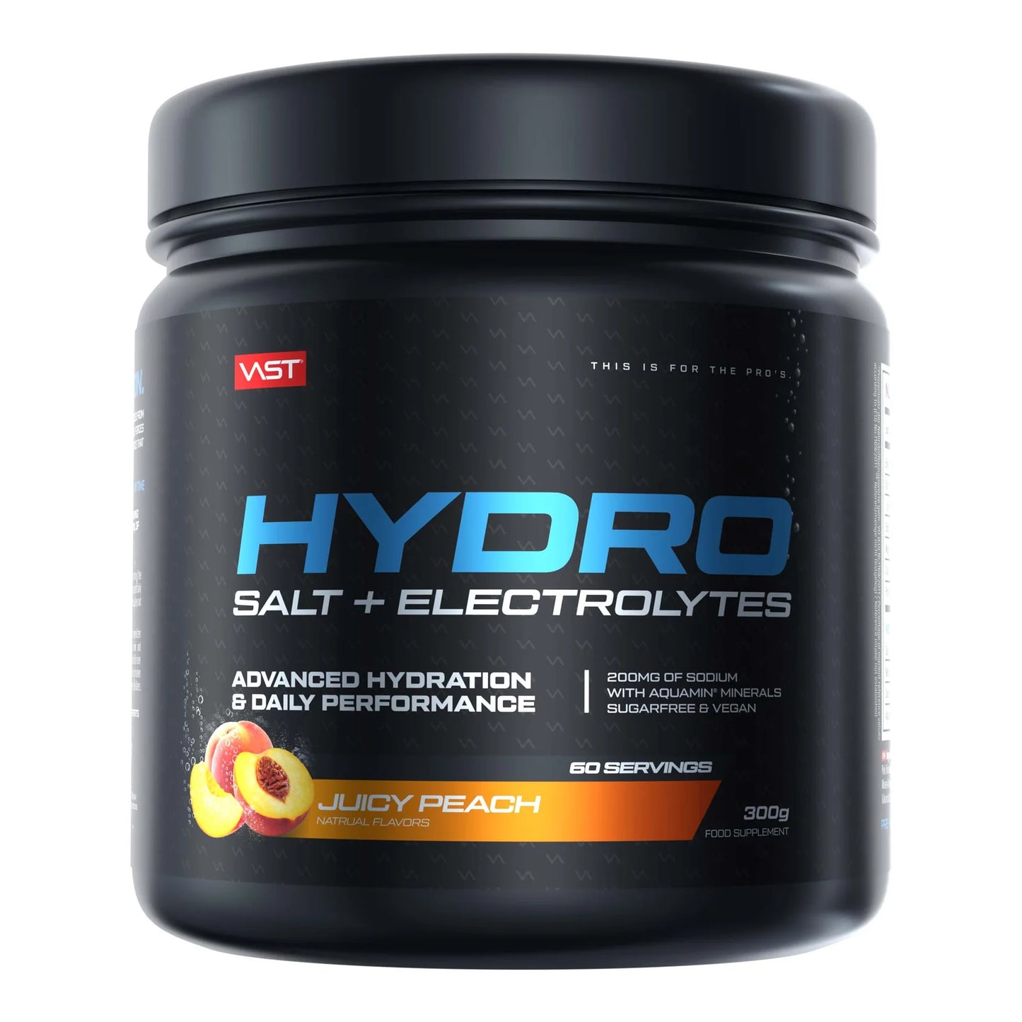 VAST Hydro 300g Juicy Peach hydration and electrolyte formula 60 servings