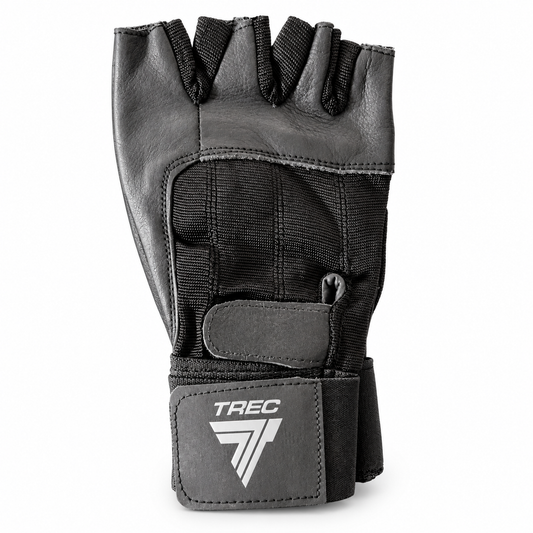 Trec weightlifting gloves, fingerless with wrist strap