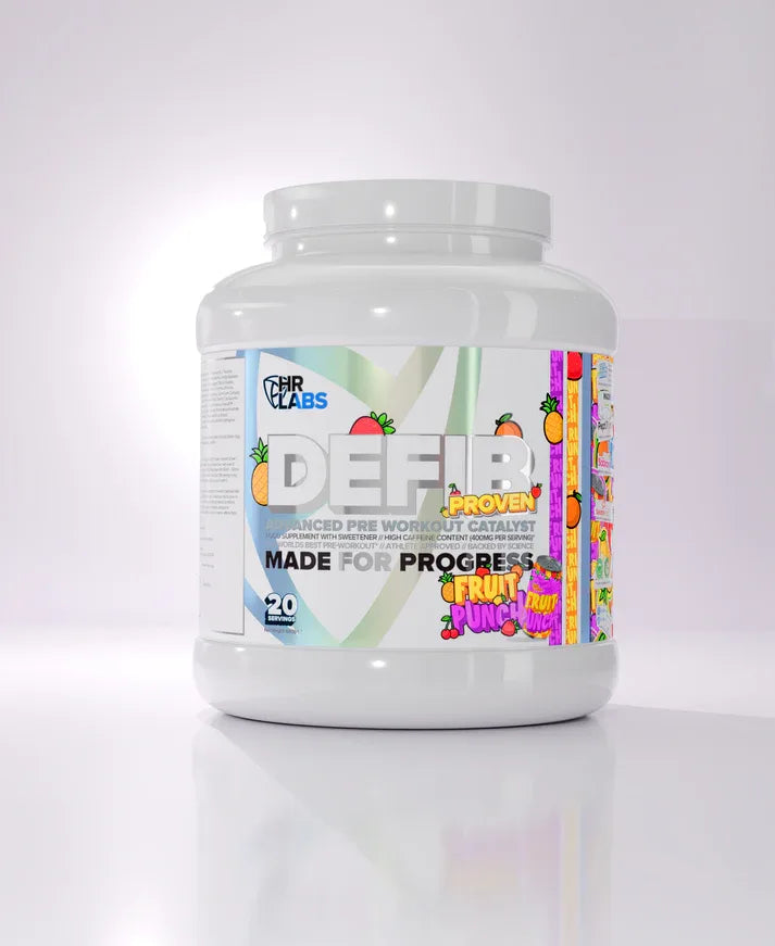 HR Labs Defib Proven Edition pre-workout Fruit Punch tub