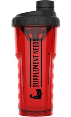 Supplement Needs BioCote Anti-Bacterial Shaker in red, 750ml, leak-proof, BPA-free, minimizes odors.