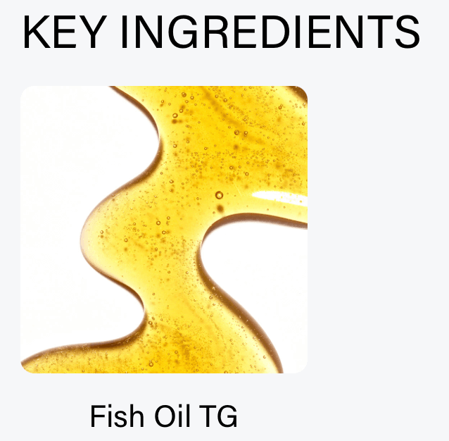 Overview of key ingredient Fish Oil TG, essential for Omega-3 supplementation and health benefits.