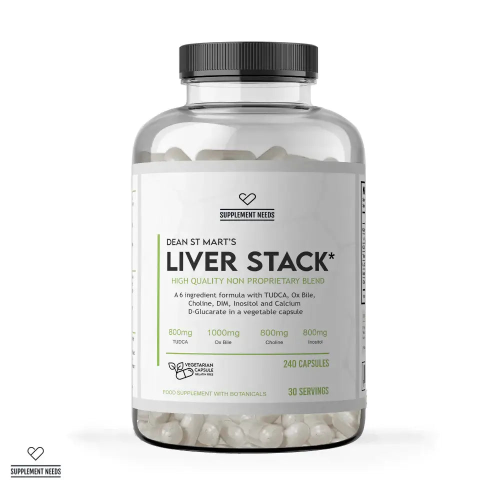 Supplement Needs Liver Stack - 240 capsules, a premium liver health supplement with TUDCA and botanical ingredients.