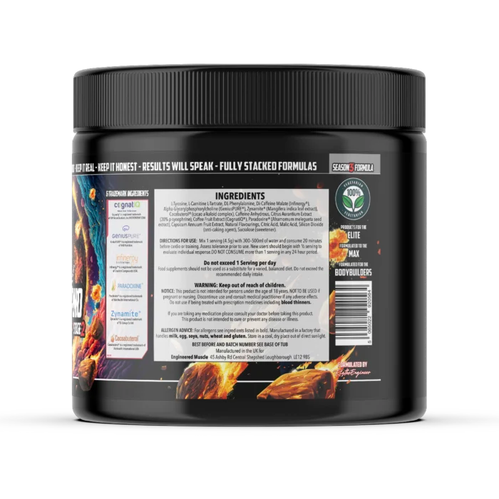 Engineered Muscle Turbo Inferno ingredients panel - Nutrihacks Cyprus
