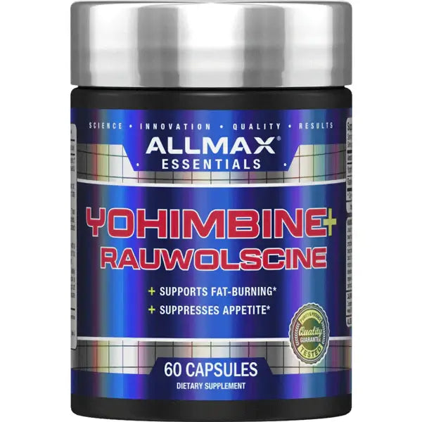Allmax Essentials Yohimbine and Rauwolscine capsules dietary supplement bottle