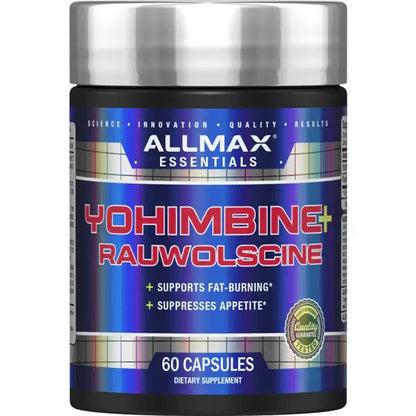Allmax Essentials Yohimbine and Rauwolscine capsules dietary supplement bottle