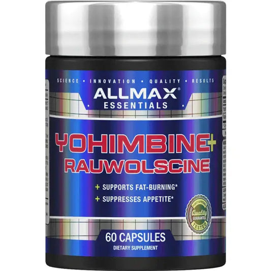 Allmax Essentials Yohimbine and Rauwolscine capsules dietary supplement bottle
