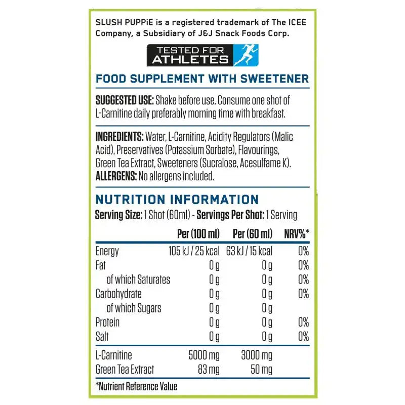 Applied Nutrition L-Carnitine Shot nutritional information