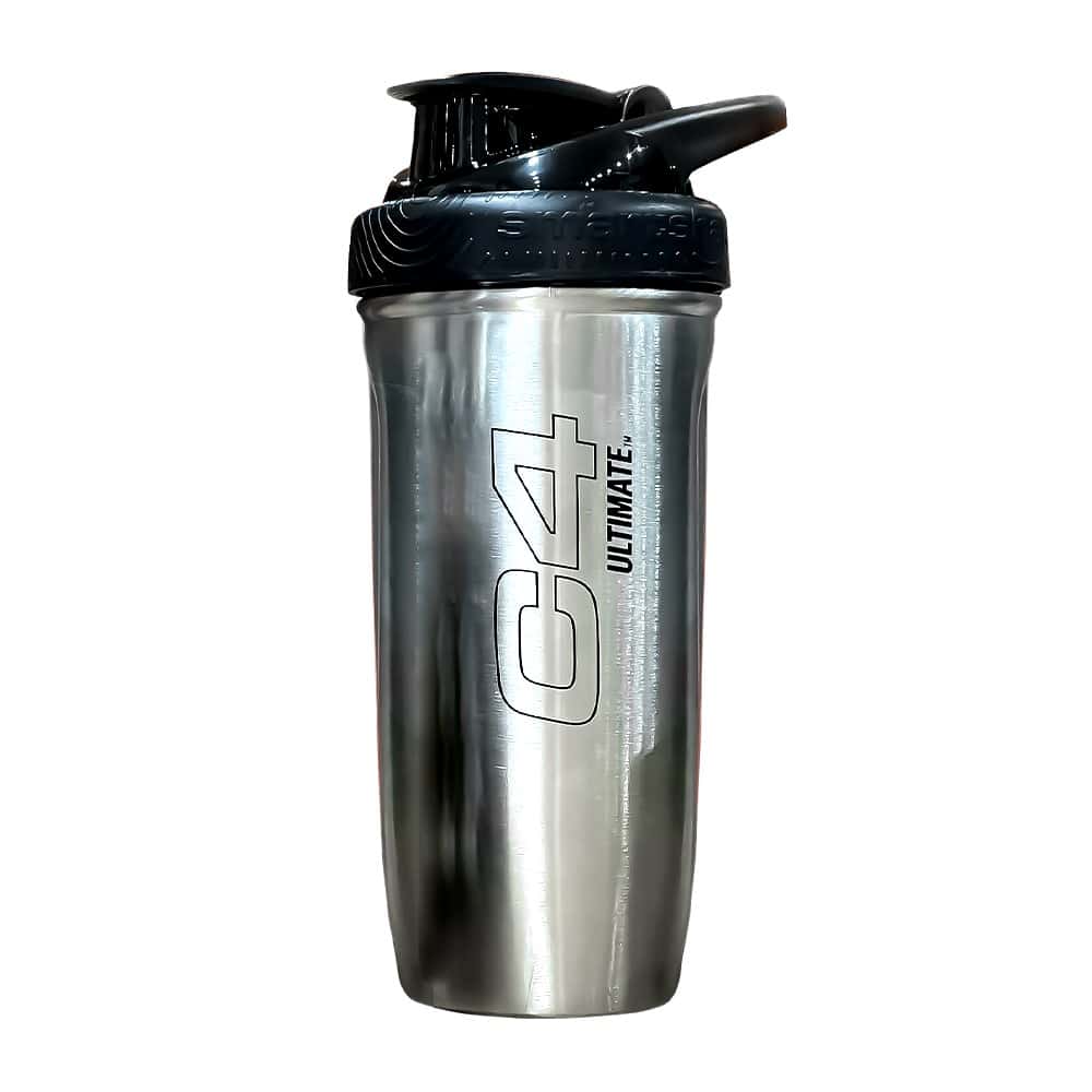 C4 Ultimate Steel Shaker 700ml by Cellucor, durable and stylish for mess-free use and easy maintenance.
