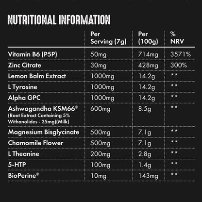 Conteh Sports Supreme Sleep supplement facts panel