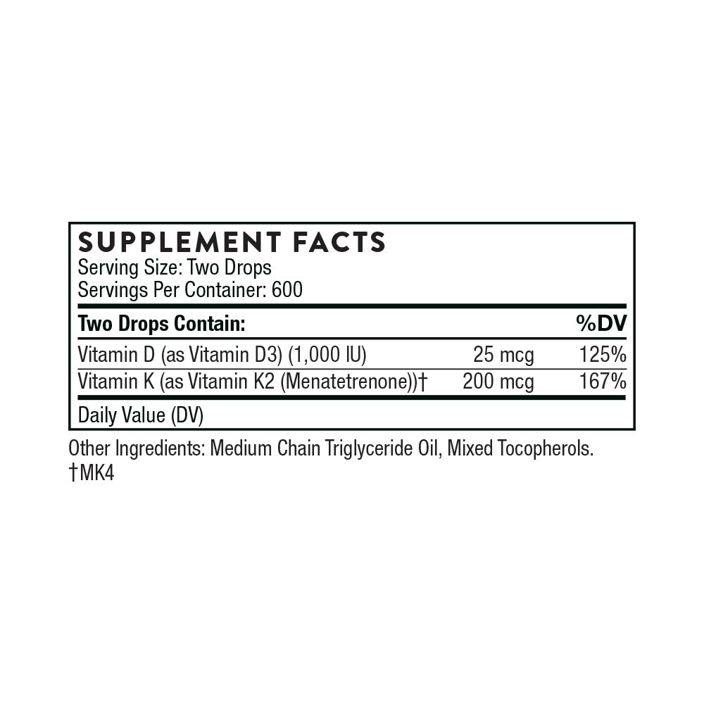 Thorne Vitamin D + K2 Liquid