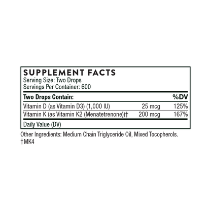 Thorne Vitamin D + K2 Liquid