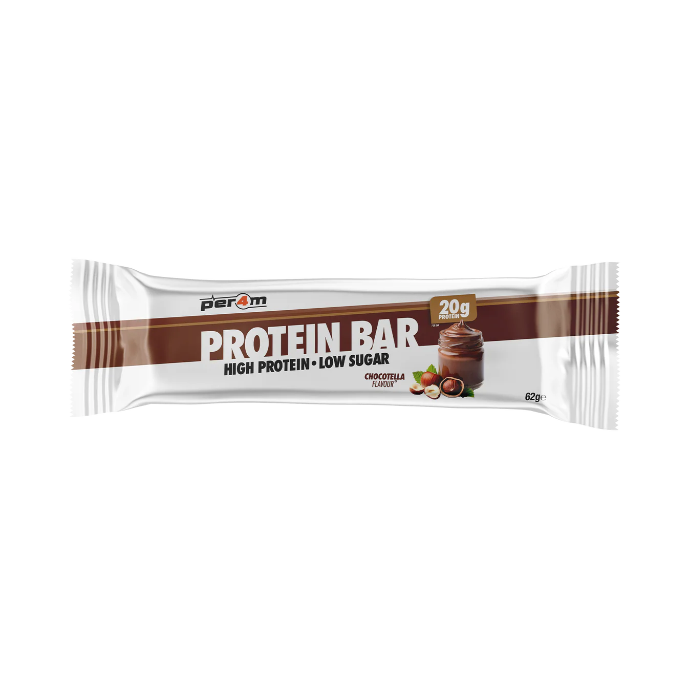 Single PER4M Chocolate protein bar in individual wrapper
