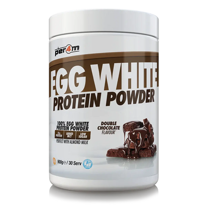 PER4M Egg White Protein Powder 900g in Double Chocolate flavor, low sugar and perfect for almond milk.