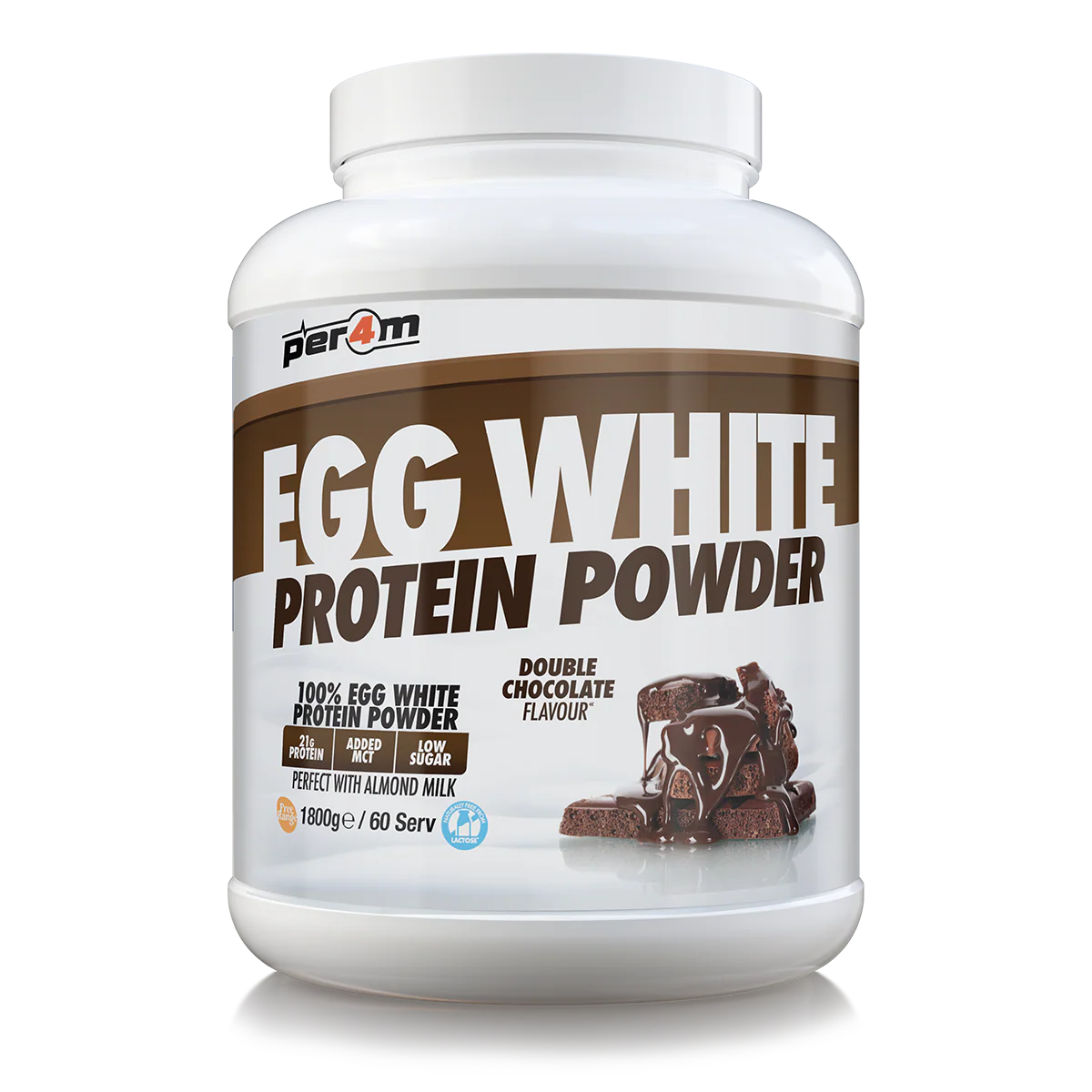 Per4m egg white protein powder double chocolate flavour 1800g container