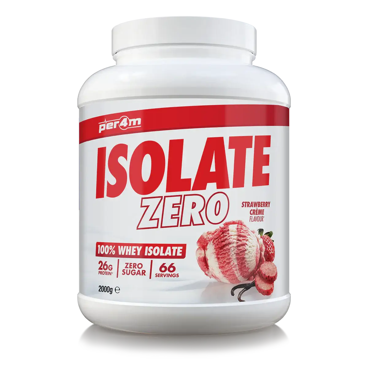 PER4M Isolate Zero Strawberry Creme protein powder