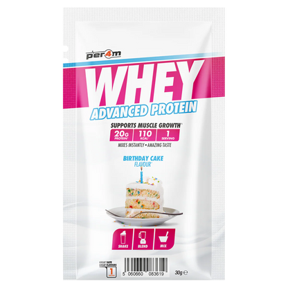 Per4m Whey Advanced Protein Birthday Cake flavour 30g sample sachet