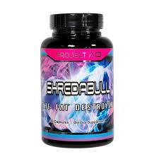 Shredbull supplement bottle shown on a white background.
