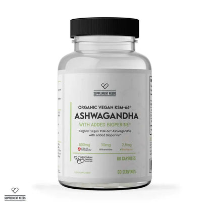 Supplement Needs Ashwagandha KSM-66 organic vegan capsules with BioPerine