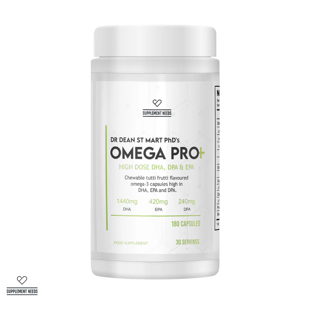 Supplement Needs Omega Pro high dose DHA EPA omega-3 capsules container front view