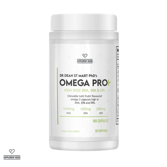 Supplement Needs Omega Pro high dose DHA EPA omega-3 capsules container front view