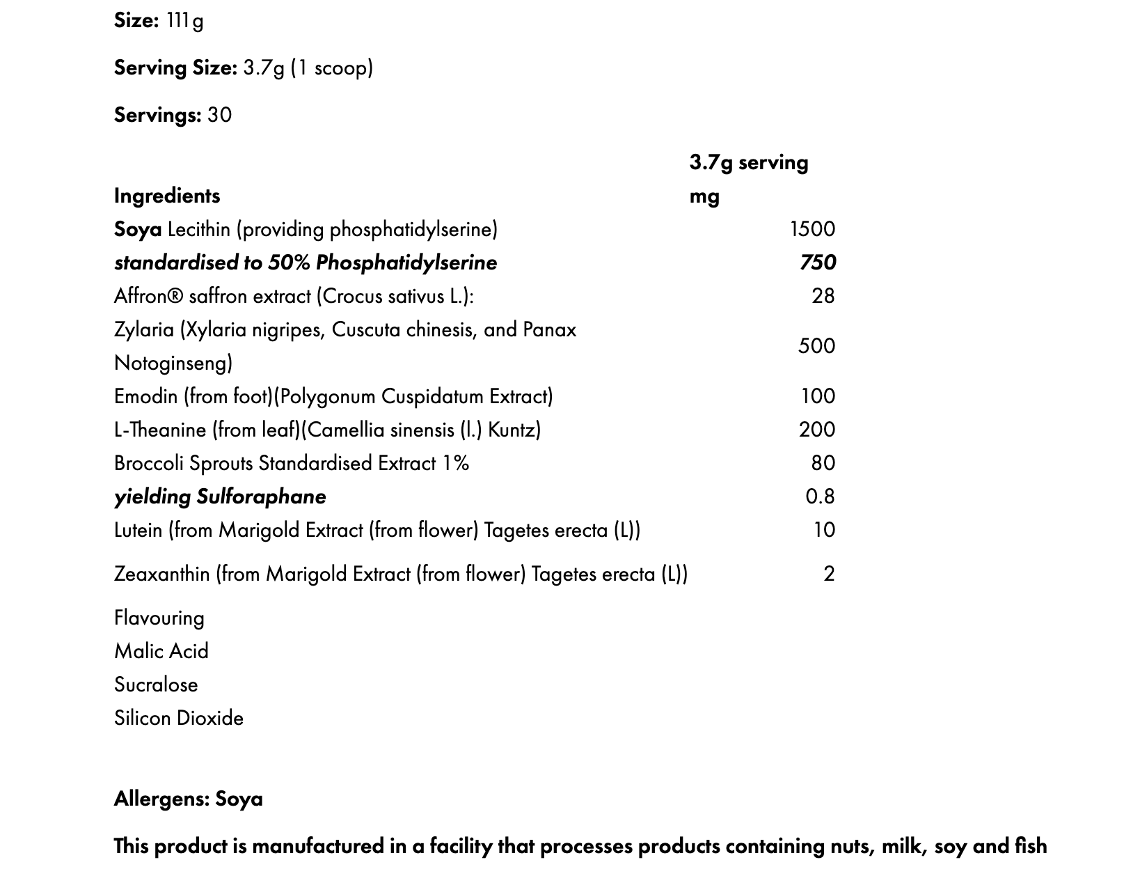 Supplement Needs PM Priming Strawberry Lime ingredient panel showing serving information and full ingredient list.