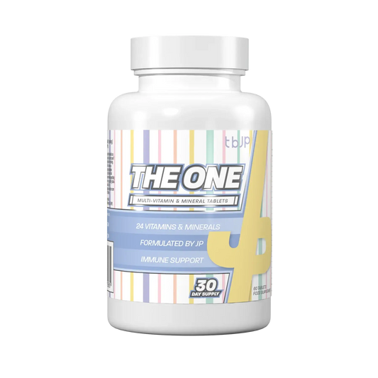 TBJP The One multivitamin and mineral supplement bottle with 30 day supply, providing 24 vitamins and minerals for daily health support.