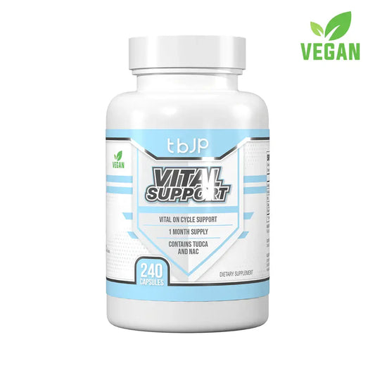 TBJP Vital Support vegan supplement bottle with 240 capsules
