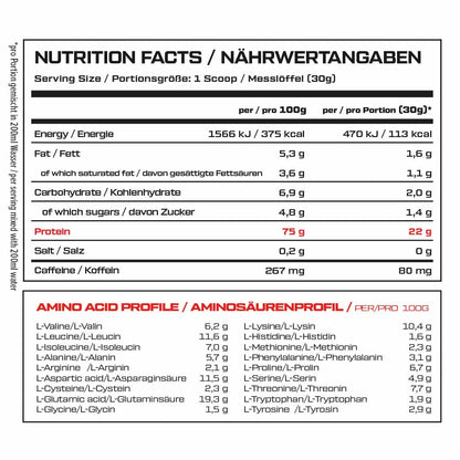 VAST AWHEY Coffee nutrition facts 22g protein 80mg caffeine per serving