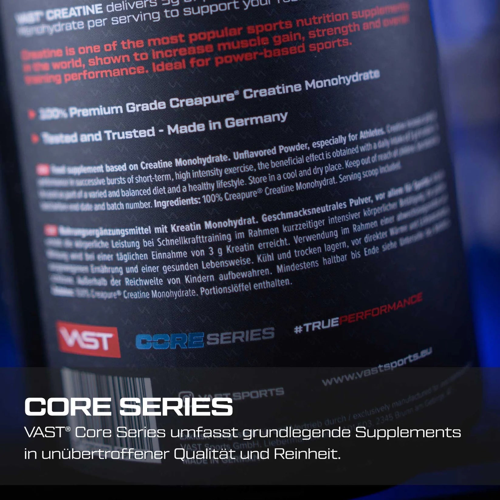 VAST Creatine Creapure Core Series made in Germany premium quality creatine monohydrate