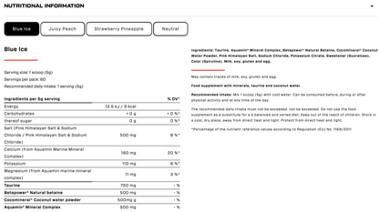 VAST Hydro 300g electrolyte formula nutrition facts