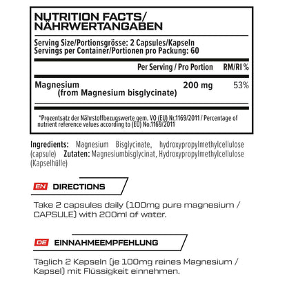 VAST Magnesium 200 supplement facts label