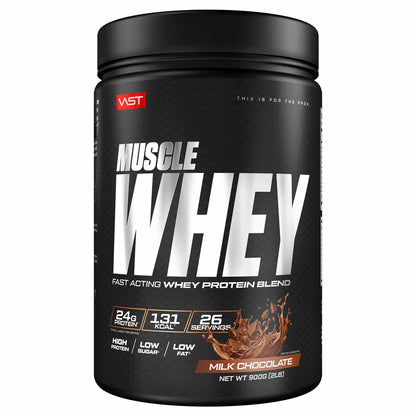 VAST Muscle Whey milk chocolate whey protein concentrate tub