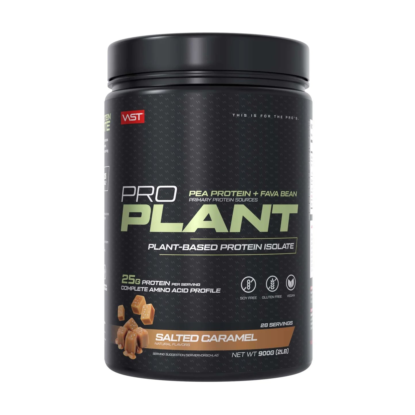 VAST PRO PLANT salted caramel plant based protein isolate tub